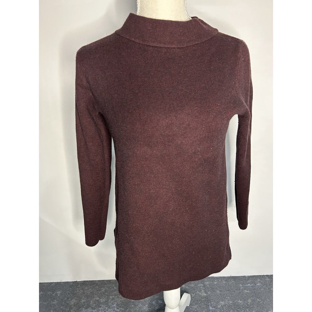 Apt.9 Pullover Heather Wine Sweater Funnel Neck Long Sleeve Size S Burgundy